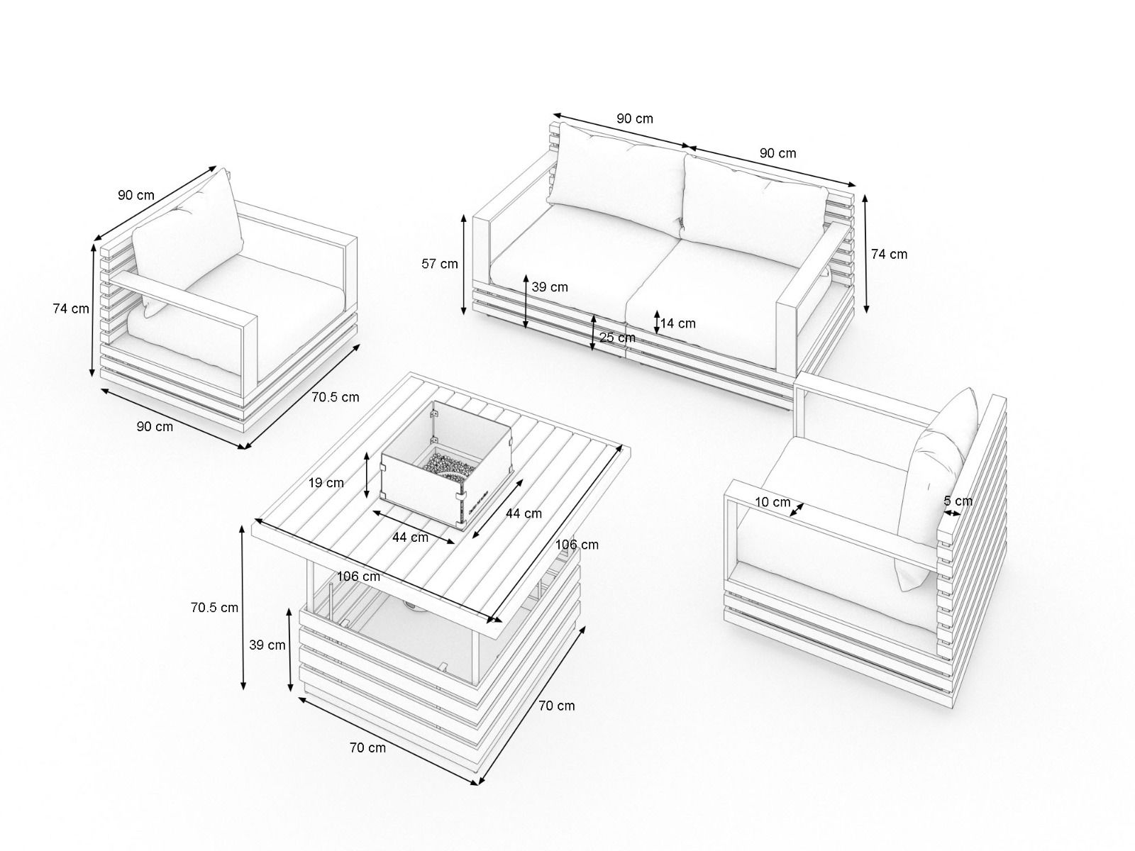RN-4 S con focolare da tavolo