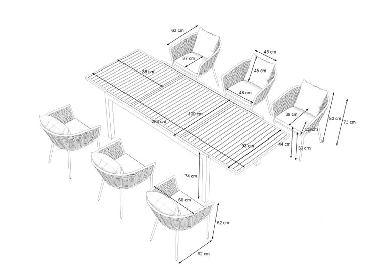 Dimensioni del prodotto - Dahlia Dining L