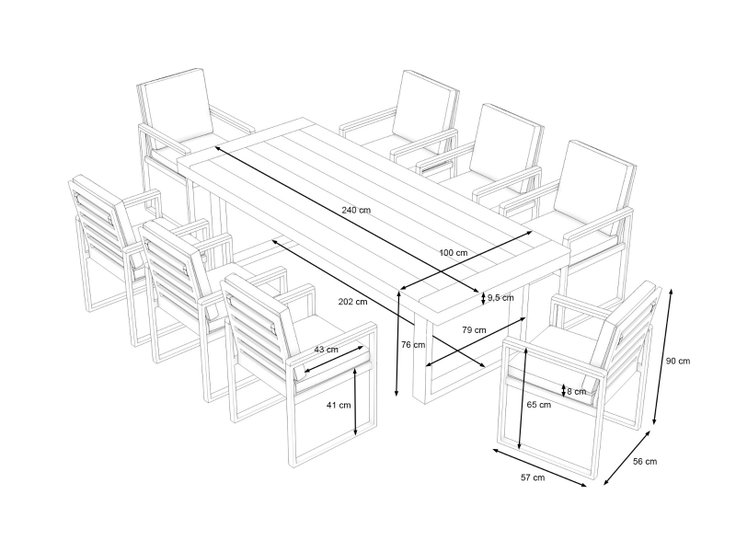 Dimensioni del prodotto - Sedona Dining XL