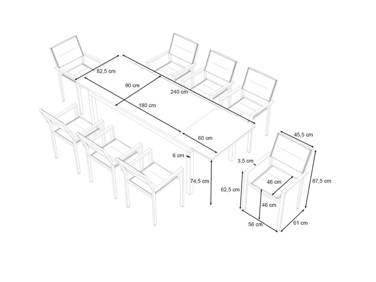 Dimensioni del prodotto - Fabio Dining XL