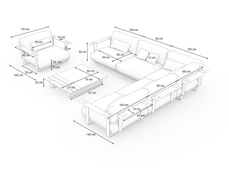 Dimensioni del prodotto - Aura Lounge L