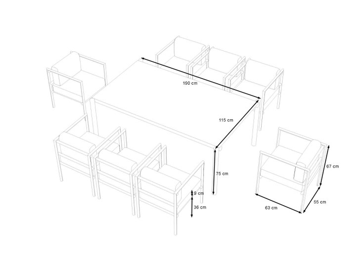 Dimensioni del prodotto - Terra Dining XL