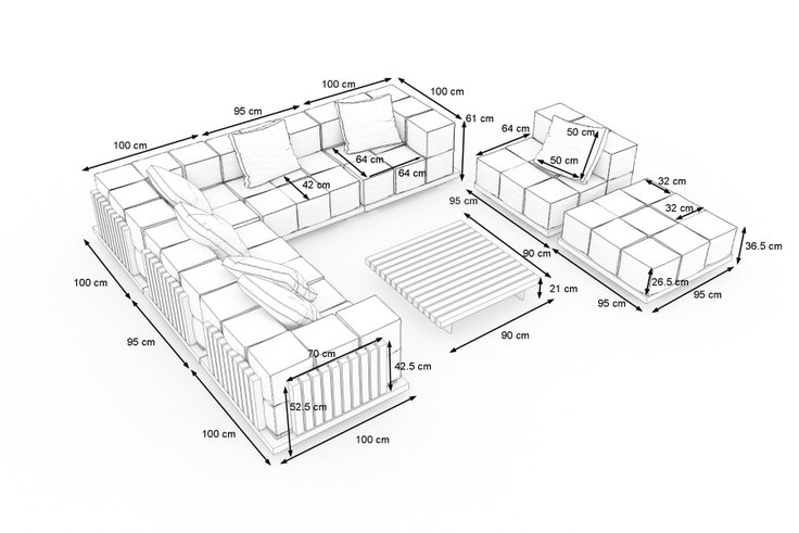 Dimensioni del prodotto - Solano Lounge L