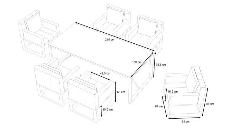 Dimensioni del prodotto - Stripe Dining L