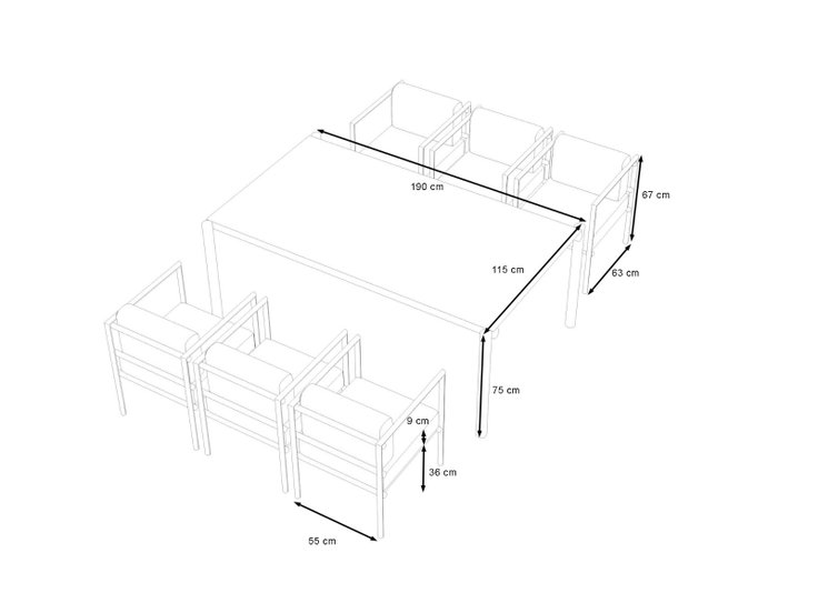 Dimensioni del prodotto - Terra Dining L