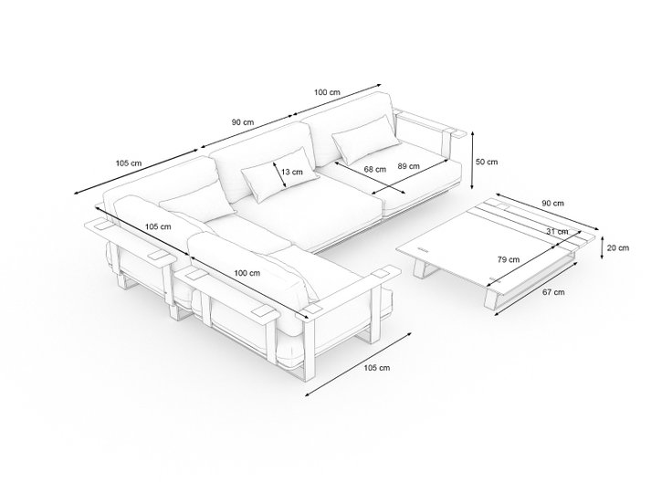 Dimensioni del prodotto - Aura Lounge M