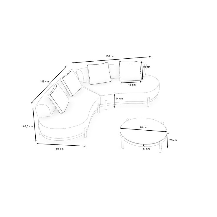 Dimensioni del prodotto - Ovana Lounge M