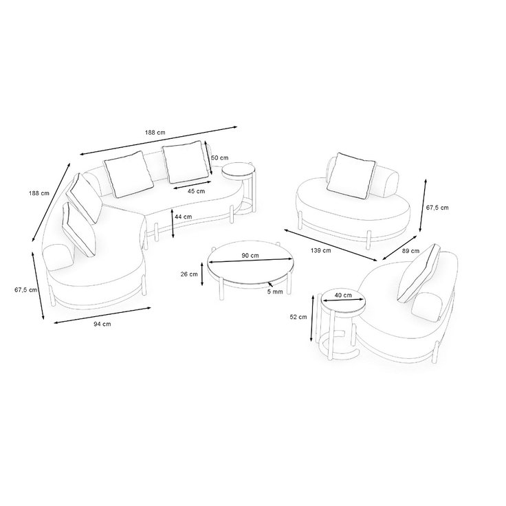Dimensioni del prodotto - Ovana Lounge XL