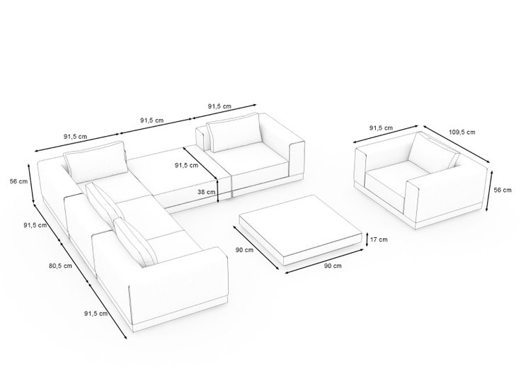 Dimensioni del prodotto - Inara Lounge L