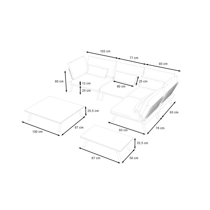 Dimensioni del prodotto - Zanoa Lounge M