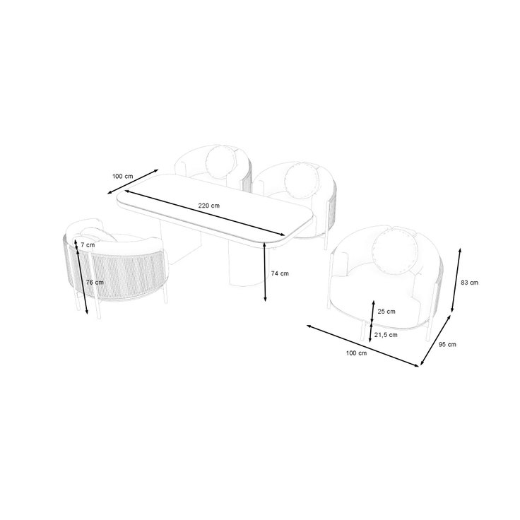 Dimensioni del prodotto - Claire Dining M
