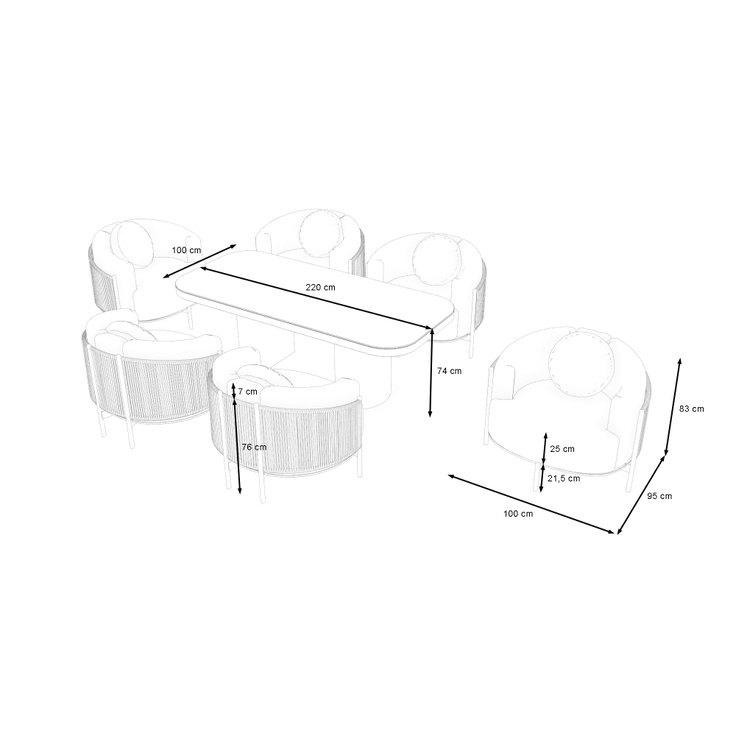Dimensioni del prodotto - Claire Dining L