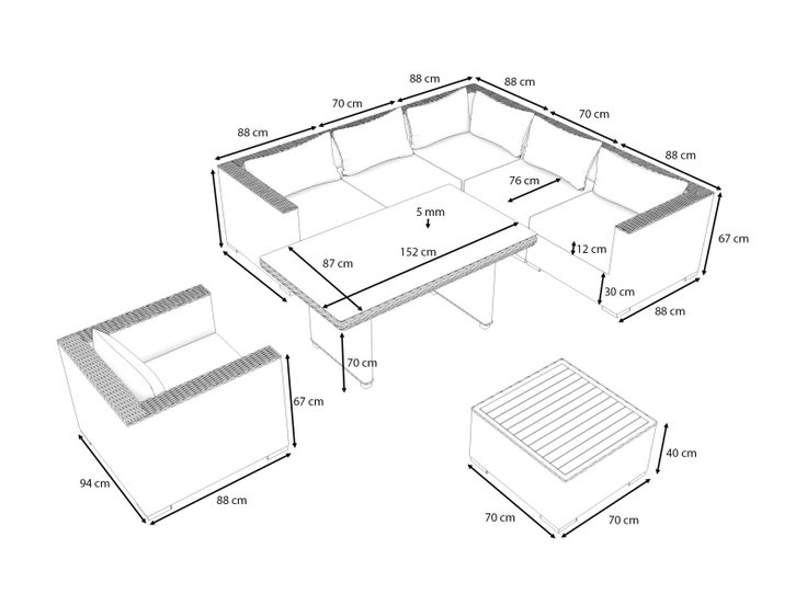 Dimensioni del prodotto - Alfa Dining
