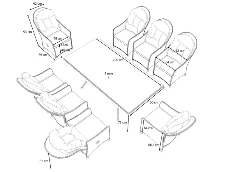 Dimensioni del prodotto - Velia Relax XL