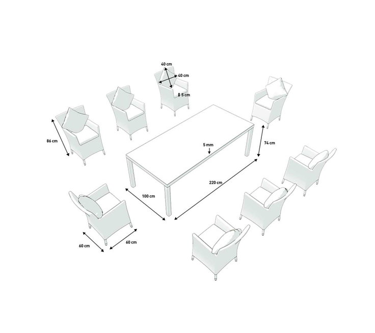 Dimensioni del prodotto - Ceres XL (Rattan hellbraun)