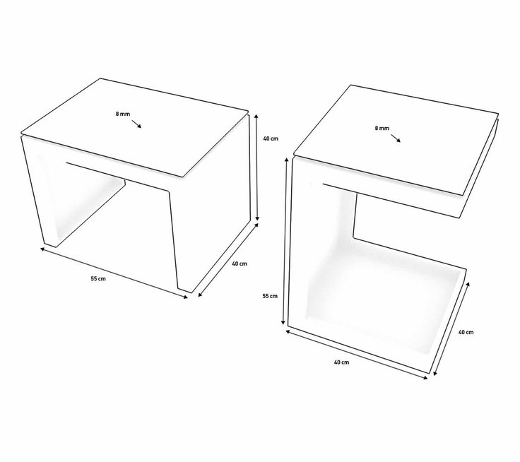 Dimensioni del prodotto - Tavolino convertibile